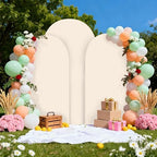 Wedding Arch Backdrop Stand Cover 3 Set Beige 7.2+6+6.6FT Grad Arch in 7.2FT+6.6FT+6FT in Beige, alternate view 2