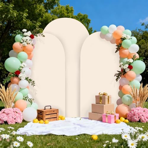 Wedding Arch Backdrop Stand Cover 3 Set Beige 7.2+6+6.6FT Grad Arch in 7.2FT+6.6FT+6FT in Beige, alternate view 2