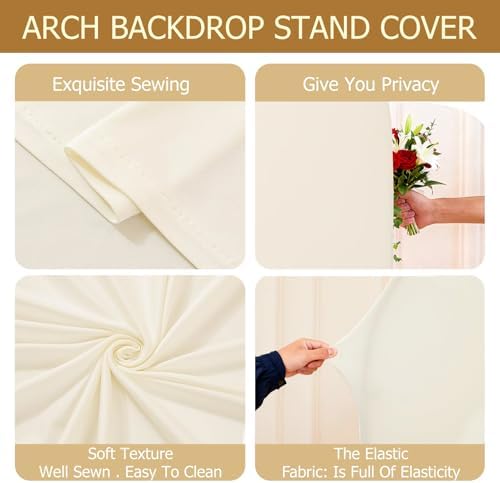 Wedding Arch Backdrop Stand Cover 3 Set Beige 7.2+6+6.6FT Grad Arch in 7.2FT+6.6FT+6FT in Beige, alternate view 4