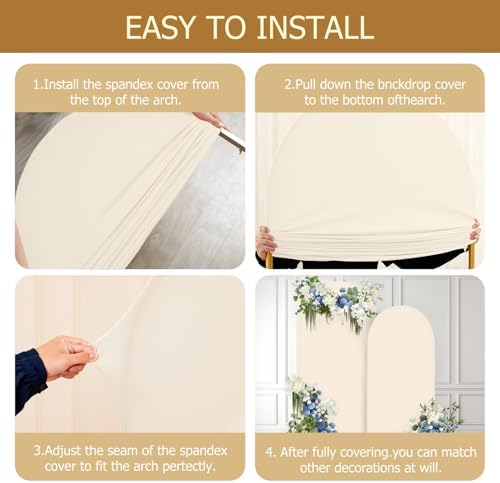 Wedding Arch Backdrop Stand Cover 3 Set Beige 7.2+6+6.6FT Grad Arch in 7.2FT+6.6FT+6FT in Beige, alternate view 5