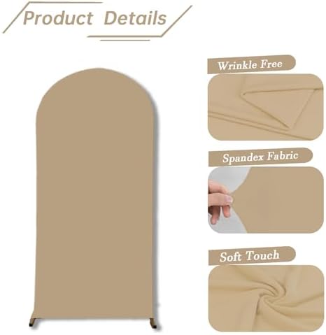 Wedding Arch Backdrop Stand Cover, 6FT Double Sided Stretchy Arch Cover Fitted Wedding Birthday Party Banquet, alternate view