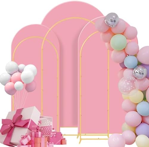Wedding Arch Backdrop Stand Set Metal Arch Backdrop Stand with Wedding Arch Cover, Wedding Balloon Arch Backdrop