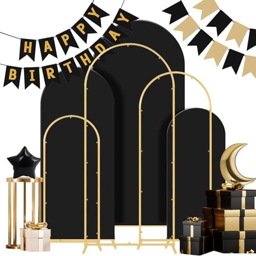 Wedding Arch Backdrop Stand Set Metal Arch Backdrop Stand with Wedding Arch Cover, Wedding Balloon Arch Backdrop