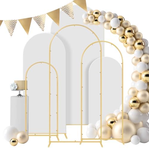 Wedding Arch Backdrop Stand Set Metal Arch Backdrop Stand with Wedding Arch Cover, Wedding Balloon Arch Backdrop