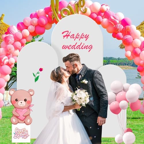 Wedding Arch Backdrop Stand Set Metal Arch Backdrop Stand with Wedding Arch Cover, Wedding Balloon Arch Backdrop, alternate