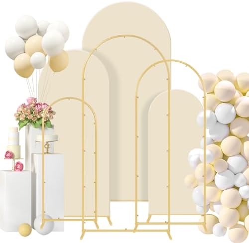Wedding Arch Backdrop Stand Set Metal Arch Backdrop Stand with Wedding Arch Cover, Wedding Balloon Arch Backdrop
