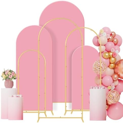 Wedding Arch Backdrop Stand Set Metal Arch Backdrop Stand with Wedding Arch Cover, Wedding Balloon Arch Backdrop