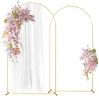 Wedding Arch Backdrop Stand Set of 2 Aluminum Gold Arched Frame (7.2FT, 6.6FT) for Birthday Party Bridal Baby