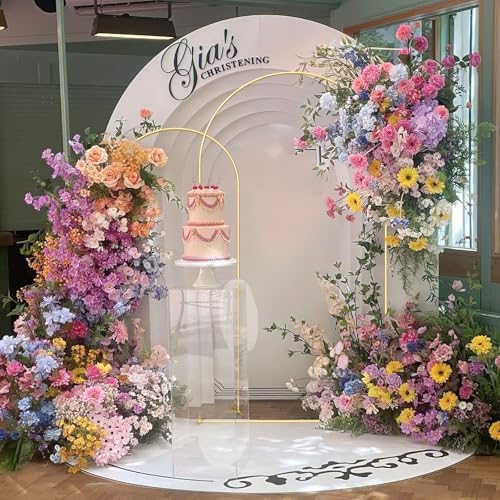 Wedding Arch Backdrop Stand Set of 2 Aluminum Gold Arched Frame (7.2FT, 6.6FT) for Birthday Party Bridal Baby, alternate view