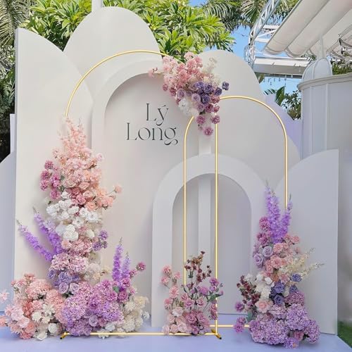 Wedding Arch Backdrop Stand Set of 2 Aluminum Gold Arched Frame (7.2FT, 6.6FT) for Birthday Party Bridal Baby, alternate view