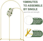 Wedding Arch Backdrop Stand Set of 2, Gold Metal, 7.3FT & 6FT, alternate view 4
