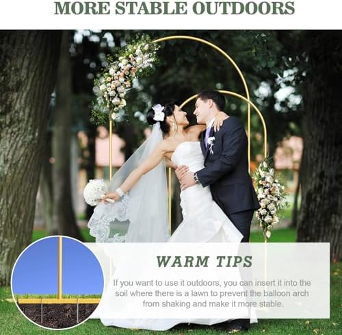 Wedding Arch Backdrop Stand Set of 2, Gold Metal, 7.3FT & 6FT, alternate view 6