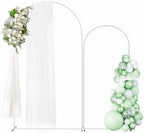 Wedding Arch Backdrop Stand Set of 2, White Metal, 7.3FT & 6FT