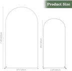 Wedding Arch Backdrop Stand Set of 2, White Metal, 7.3FT & 6FT, alternate view 3