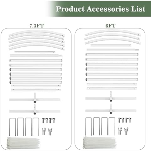 Wedding Arch Backdrop Stand Set of 2, White Metal, 7.3FT & 6FT, alternate view 5