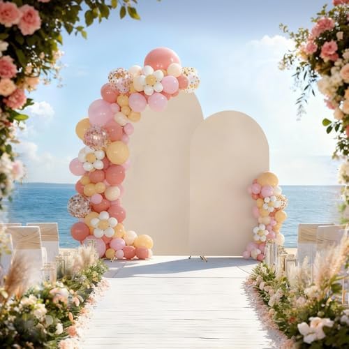 Wedding Arch Backdrop Stand Set of 2 With Beige Cover (7.2FT+6FT), alternate view 2