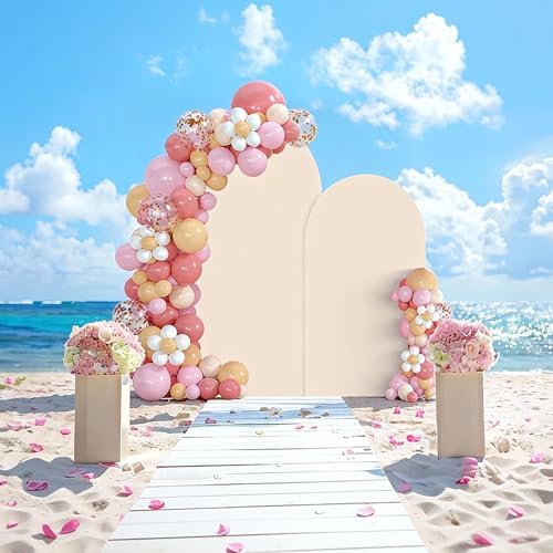 Wedding Arch Backdrop Stand Set of 2 With Beige Cover (7.2FT+6FT), alternate view 4