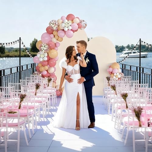 Wedding Arch Backdrop Stand Set of 2 With Beige Cover (7.2FT+6FT), alternate view 6