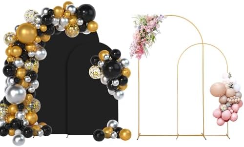 Wedding Arch Backdrop Stand Set of 2 With Black Cover (7.2FT+6FT)