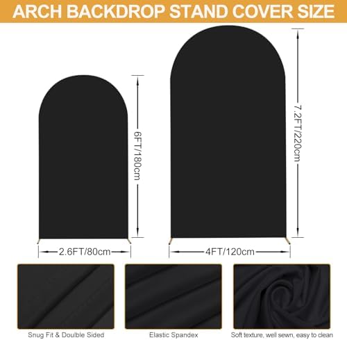 Wedding Arch Backdrop Stand Set of 2 With Black Cover (7.2FT+6FT), alternate view 4
