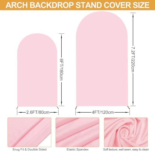 Wedding Arch Backdrop Stand Set of 2 With Pink Cover (7.2FT+6FT), alternate view 4