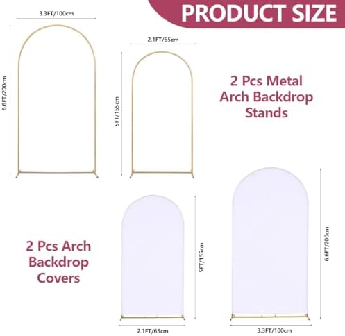 Wedding Arch Backdrop Stand Set of 2 With White Cover (6FT+5FT), alternate view 3