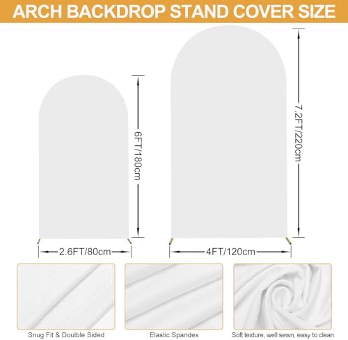 Wedding Arch Backdrop Stand Set of 2 With White Cover (7.2FT+6FT), alternate view 4