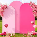 Wedding Arch Cover Pink Lavender Double-Sided Spandex Fitted Wedding Arch Stand Covers Set of 3 Round Top