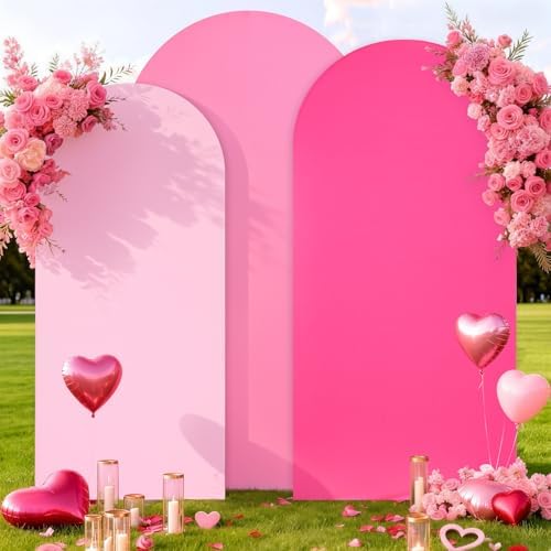 Wedding Arch Cover Pink Lavender Double-Sided Spandex Fitted Wedding Arch Stand Covers Set of 3 Round Top