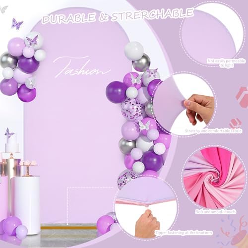 Wedding Arch Cover Pink Lavender Double-Sided Spandex Fitted Wedding Arch Stand Covers Set of 3 Round Top, alternate view 2