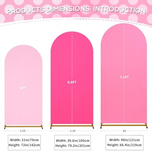 Wedding Arch Cover Pink Lavender Double-Sided Spandex Fitted Wedding Arch Stand Covers Set of 3 Round Top, alternate view 3