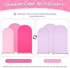 Wedding Arch Cover Pink Lavender Double-Sided Spandex Fitted Wedding Arch Stand Covers Set of 3 Round Top, alternate view 4
