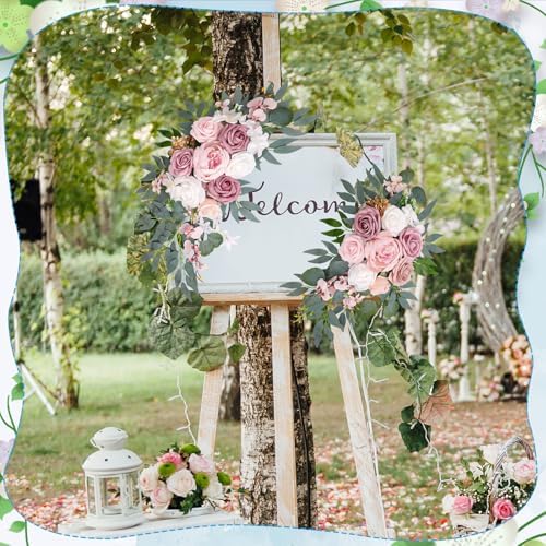 Wedding Arch Decorations 2 Pack, Arch Flowers Swag Dusty Rose, alternate view 3