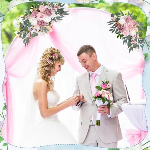 Wedding Arch Decorations 2 Pack, Arch Flowers Swag Dusty Rose, alternate view 5