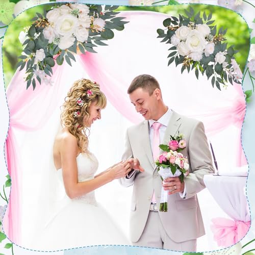 Wedding Arch Decorations 2 Pack, White Arch Flowers Swag Set, alternate view 5