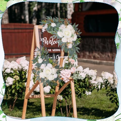 Wedding Arch Decorations 2 Pack, White Arch Flowers Swag Set, alternate view 6