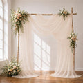 Wedding Arch Drape Sheer Tulle 1 Panel Ivory Backdrop for Ceremony Birthday in 31.5"W x 236"L (1 Panel) in Ivory