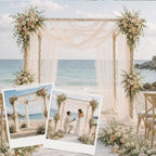 Wedding Arch Drape Sheer Tulle 1 Panel Ivory Backdrop for Ceremony Birthday in 31.5"W x 236"L (1 Panel) in Ivory, alternate