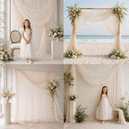 Wedding Arch Drape Sheer Tulle 1 Panel Ivory Backdrop for Ceremony Birthday in 31.5"W x 236"L (1 Panel) in Ivory, alternate