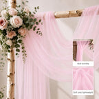Wedding Arch Drape Sheer Tulle 1 Panel Pink Backdrop for Ceremony Birthday in 31.5"W x 236"L (1 Panel) in Pink, alternate