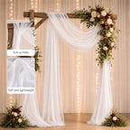 Wedding Arch Drape Sheer Tulle 1 Panel White Backdrop for Ceremony Birthday in 31.5"W x 236"L (1 Panel) in White, alternate