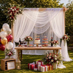 Wedding Arch Drape Sheer Tulle 1 Panel White Backdrop for Ceremony Birthday in 31.5"W x 236"L (1 Panel) in White, alternate