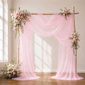 Wedding Arch Drape Sheer Tulle 2 Panel Pink Backdrop for Ceremony Birthday in 31.5"W x 236"L (2 Panel) in Pink