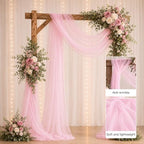 Wedding Arch Drape Sheer Tulle 2 Panel Pink Backdrop for Ceremony Birthday in 31.5"W x 236"L (2 Panel) in Pink, alternate