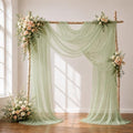 Wedding Arch Drape Sheer Tulle 2 Panel Sage Backdrop for Ceremony Birthday in 31.5"W x 236"L (2 Panel) in Sage