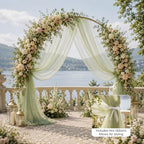 Wedding Arch Drape Sheer Tulle 2 Panel Sage Backdrop for Ceremony Birthday in 31.5"W x 236"L (2 Panel) in Sage, alternate