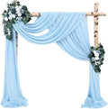 Wedding Arch Drapes Fabric 4 Panels 20Ft Length x 28" Width Baby Blue Arch Draping Chiffon Fabric Sheer Curtains