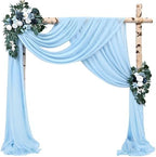 Wedding Arch Drapes Fabric 4 Panels 20Ft Length x 28" Width Baby Blue Arch Draping Chiffon Fabric Sheer Curtains