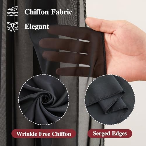Wedding Arch Draping Fabric, 1 Panel 18FT Black Sheer Backdrop Curtain Chiffon Fabric Drapery Voile Scarf, alternate view 2