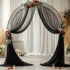 Wedding Arch Draping Fabric, 1 Panel 18FT Black Sheer Backdrop Curtain Chiffon Fabric Drapery Voile Scarf, alternate view 5